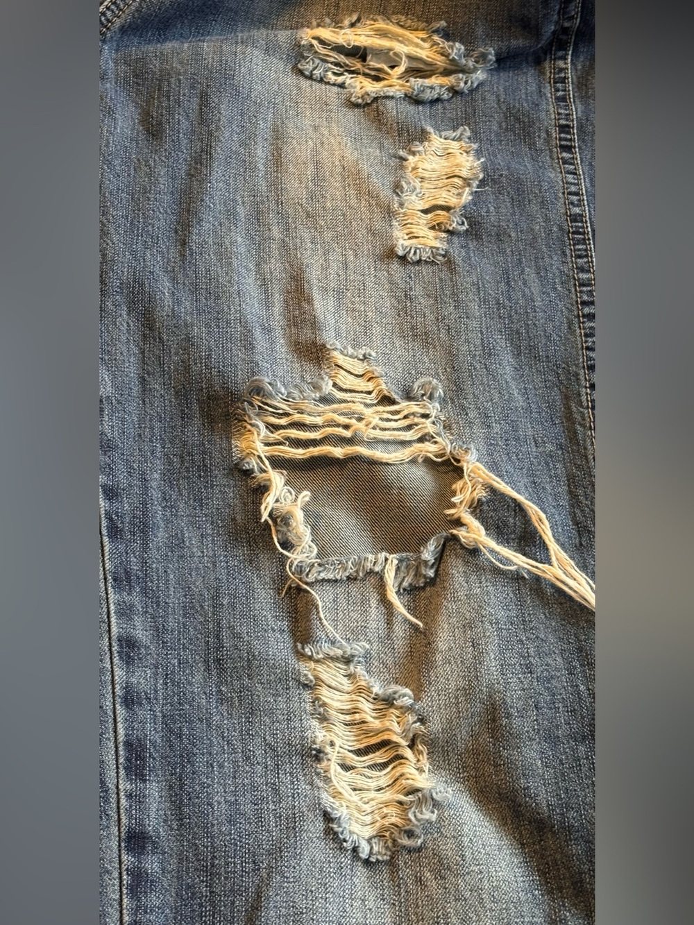 Designed by Special A in Los Angeles Distressed Denim Bib Overalls Size Large - Picture 10 of 15